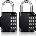thumbnail image 2 of 4 Digit Combination Lock, Resettable Code For Customized Security, Weatherproof Padlock With Sturdy Zinc Alloy Build, Wide Application, Conveniently Portable, Black, 2 Pieces, 2 of 6
