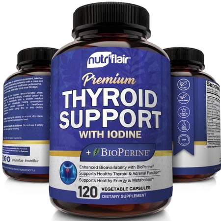 NutriFlair Thyroid Supplement with Iodine for Weight Loss Metabolism Boost 120 Vegetable Capsules