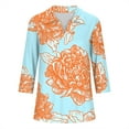 thumbnail image 5 of CYMMPU Floral Printed 3/4 Sleeve V Neck Fall Trendy Shirts Tunic Tops Spring Tops Blouses for Women Dressy Casual Loose Fit Business Elegant Work Tops T-Shirts XXL, 5 of 5