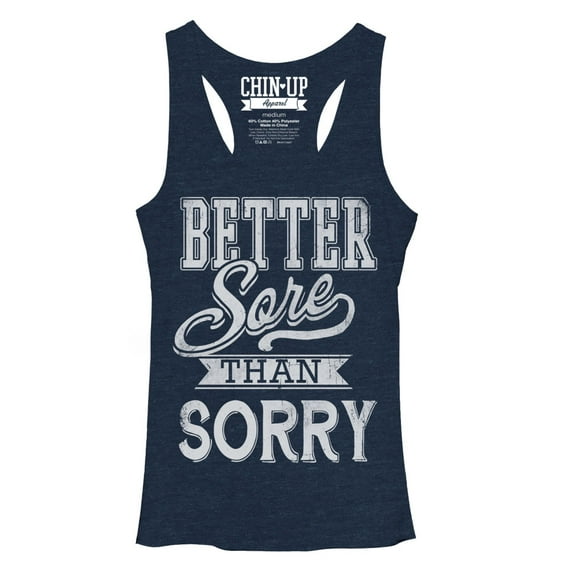 Women's CHIN UP Sore Not Sorry  Racerback Tank Top Navy Heather Small