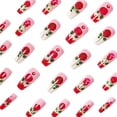 thumbnail image 3 of Tarmeek 24 Pcs Romantic Red Rose Press on Nails White Gradient False Nails Reusable Artificial Nails with Adhesive Full Cover Fake Nails for Women Manicure Set, 3 of 4