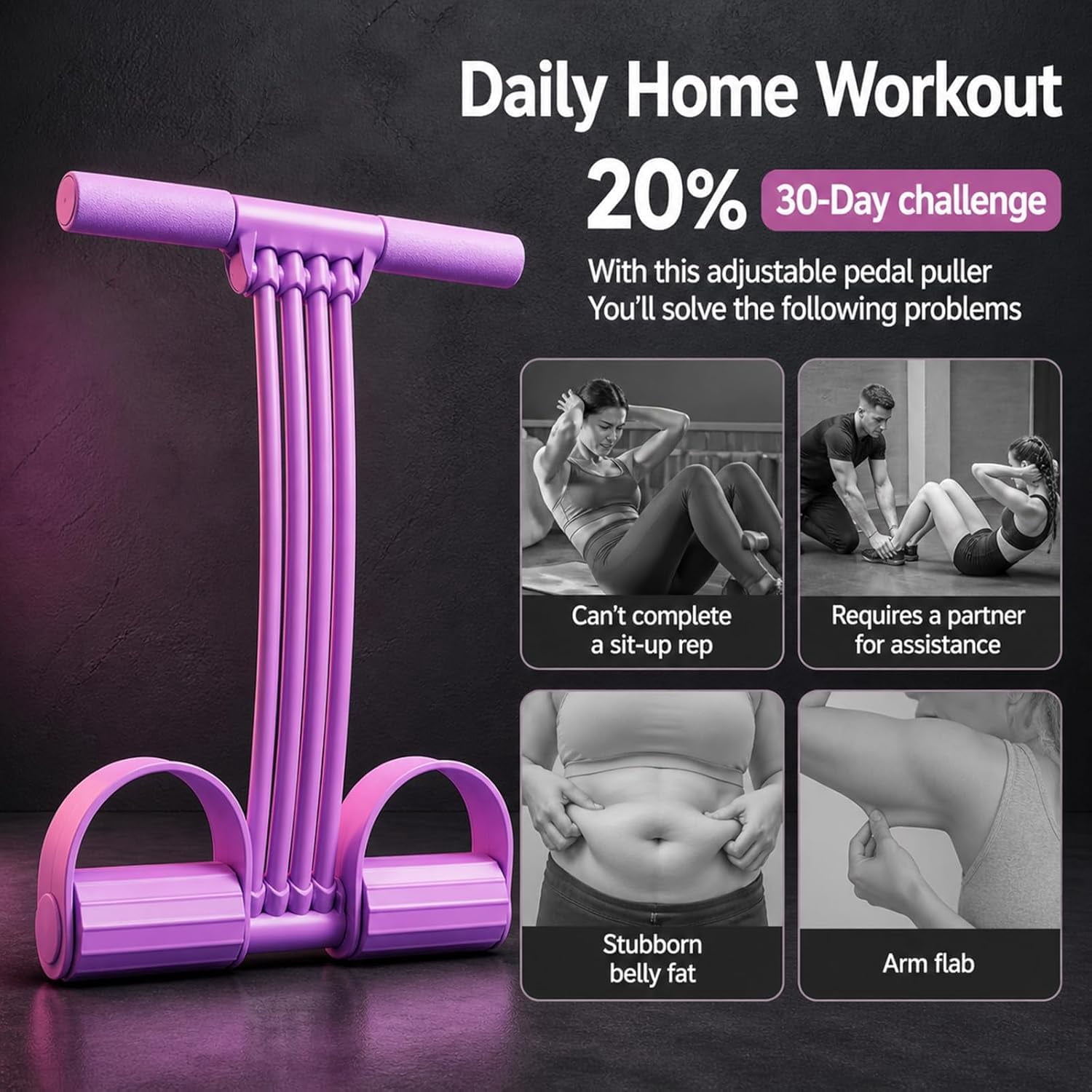 BORIKISE Multifunction Pedal Resistance Band, Portable Latex Material with Handles, Durable & Lightweight for Travel Workouts