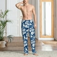 thumbnail image 5 of Uemuo Rose Flowers Pattern Men's Wide Leg Palazzo Lounge Pants with Pockets Light Weight Loose Comfy Casual Pajama Pants-Medium, 5 of 9