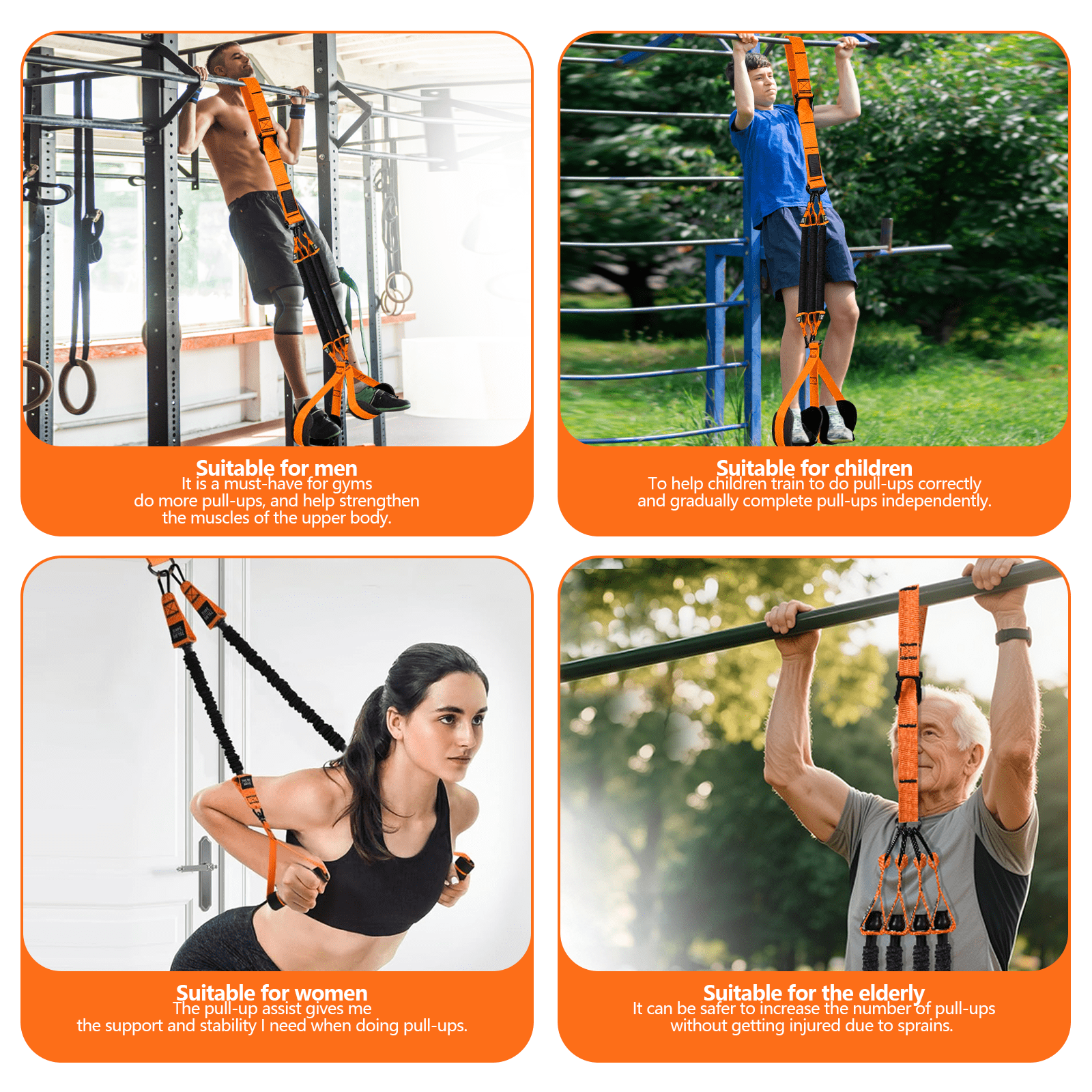 Pull Up Assistance Bands, Heavy Duty Resistance Band for Pull Up Bar, Adjustable Weight/Size with Fabric Feet/Knee Rest, Bands for Pull Up Assist for Strength Training, Pull Up Assist Band
