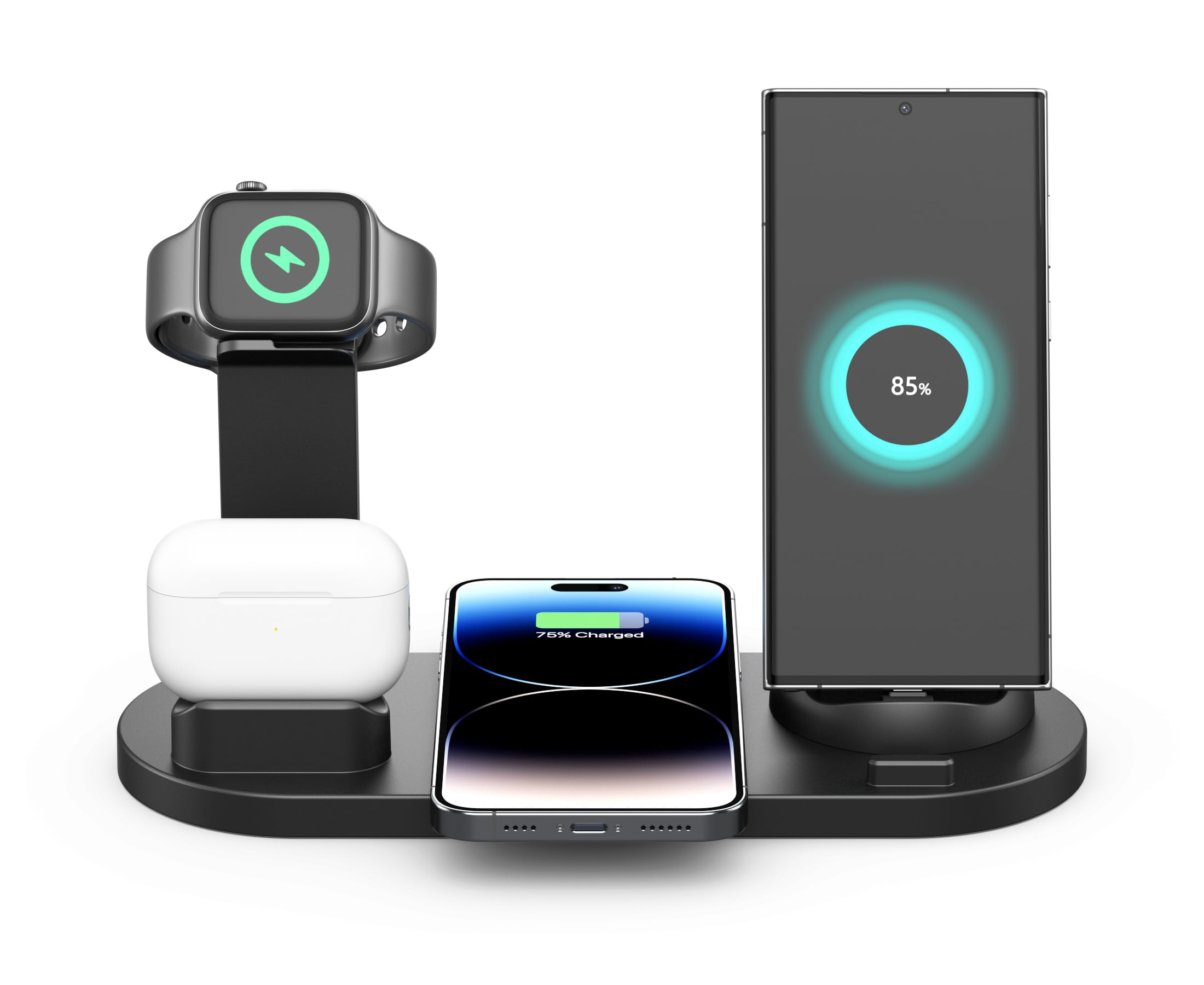 Egoelife Wireless Charger Mobile Phone Charging Station For Multiple Devices , Multi-in-one Charger, Fast Charging, Black