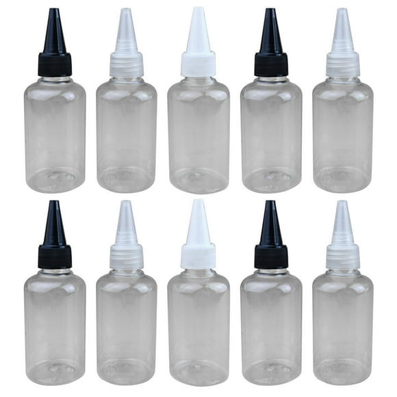 EeaseCA 10pcs 50ml Transparent Plastic Bottles Convenient Squeeze Containers Recyclable Gel Cover Pigment Bottlles (Short Pattern, Random Color)