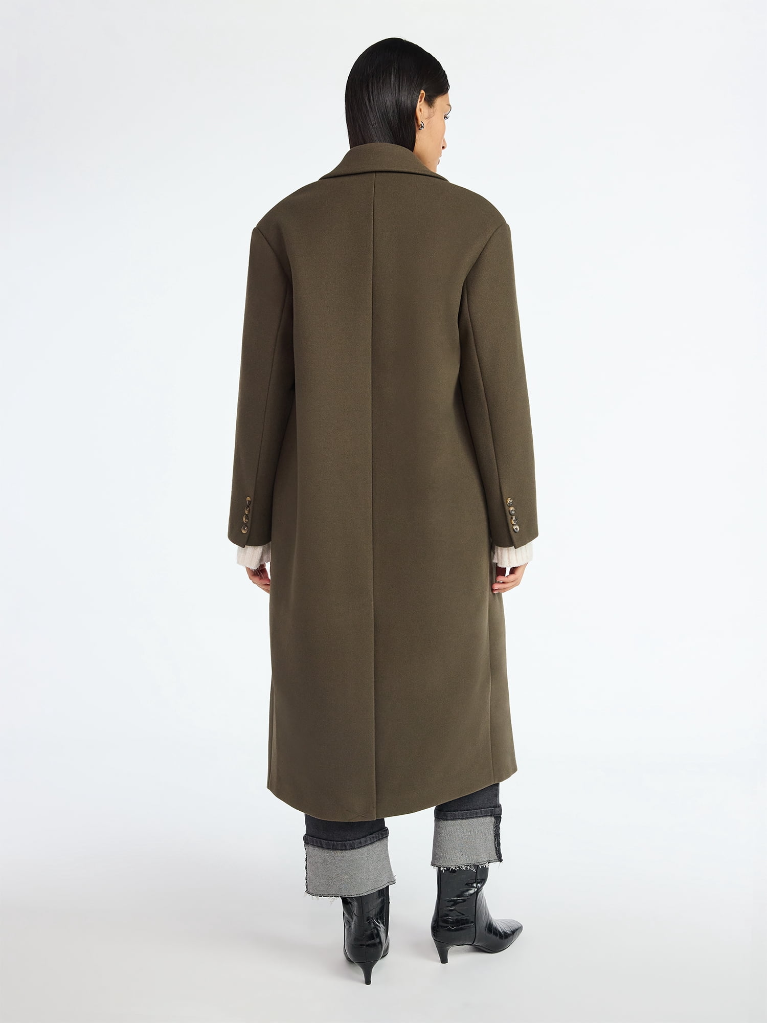 Scoop Women's and Women's Plus Oversized Faux Wool Coat, Heavyweight, Sizes XS-4X