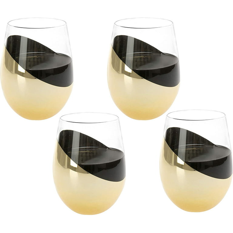 Modern Stemless Brass Wine Glasses, Set of 4