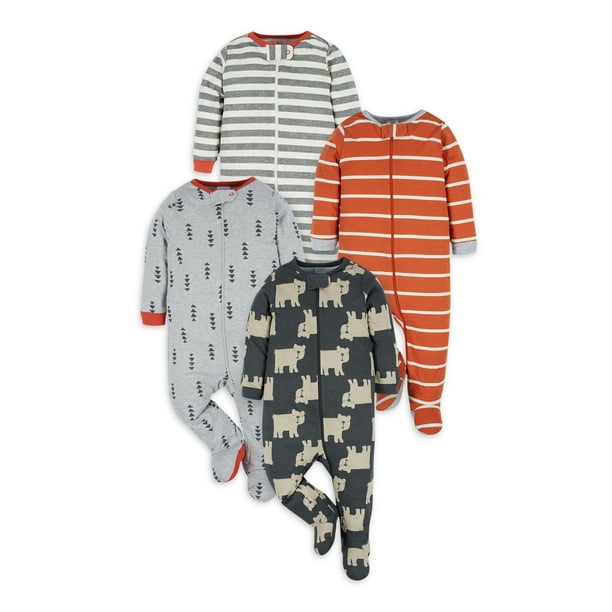 Onesies Brand Baby Boy Sleep 'n Plays Footed Pajamas, 4Pack (Newborn