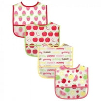 Luvable Friends Baby Girl Waterproof PEVA Bibs 4pk, Pink, One Size