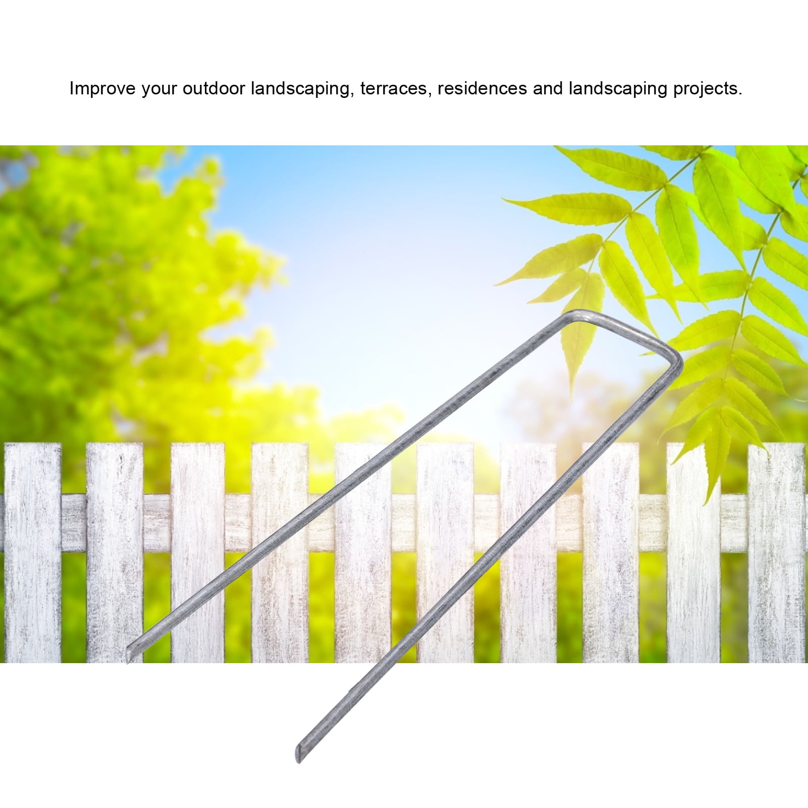 Acouto 100PCS 6 inch Garden Landscape Pins U‑type Turf Pins