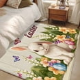 thumbnail image 4 of Area Rug for Living Room, Happy Easter Non-Slip Indoor Large Carpet for Bedroom/Dining Room, Bunny Eggs Spring Flowers Butterfly Wooden Grain Washable Low-Profile Floor Runner Rugs - 4 x 6 Ft, 4 of 8