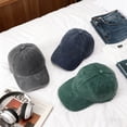 thumbnail image 4 of Bocaoying 3 Pcs Washed Cotton Baseball Caps for Men Women, Breathable Retro Adjustable Dad Hats with Crown, Curved Brim Ball Caps for Running, Outdoor, Daily Casual Wear, Grey/Blue/Green, 4 of 7