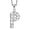 P Pendant, variant on Polki Diamond Initial Necklaces for Women in 925 Sterling Silver Platinum Plated Size 20"- H Letter Necklace I4 Clarity Jewelry Anniversary Wedding Unique Christmas Gifts