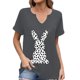 thumbnail image 1 of Corto para las Mujeres Casual Verano 2025 Pascua Impresión V-Cuello Camiseta, Ligero 95% Poliéster 5% Spandex Top para Toda la Temporada Hogar Y Diario, 1 of 7
