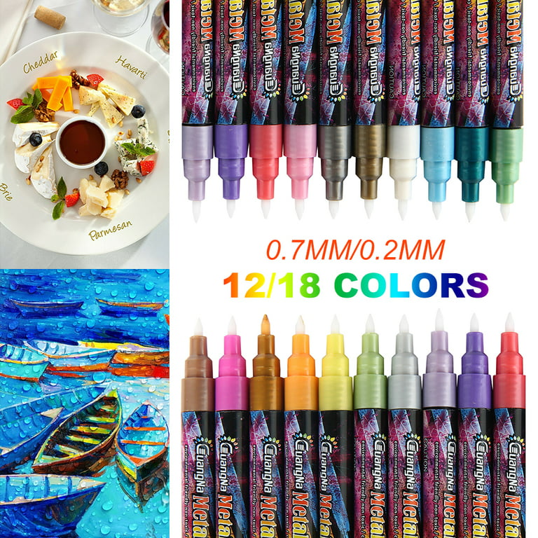 Guangna 12 Colors Dual Tip Acrylic Paint Markers, Paint Markers