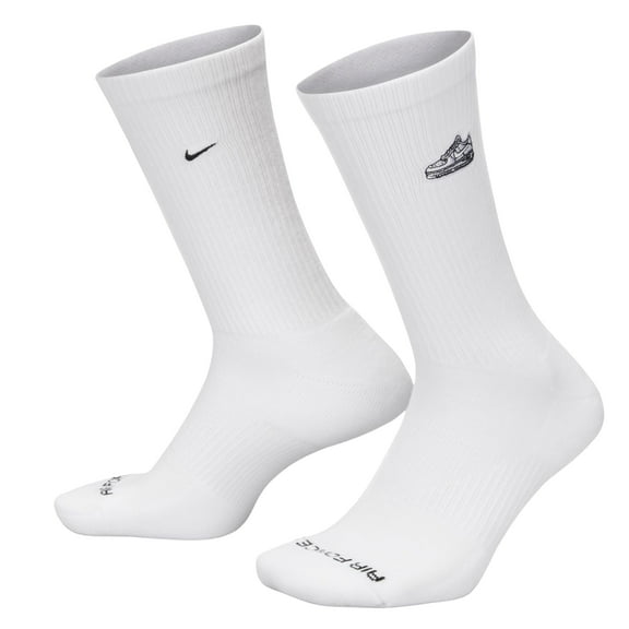 Nike Men's Everyday Plus Air Force 1 Crew Socks Large (8-12) White Black AF1