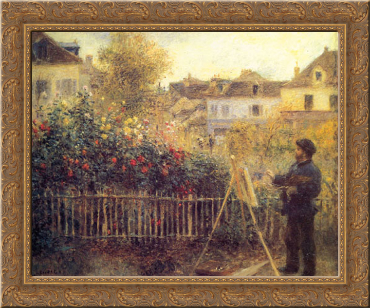 Claude Monet Painting in his Garden at Argenteuil 23x20 Gold Ornate ...