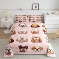 thumbnail image 1 of Erosebridal Ensembles de Literie Chien Dessin Animé Grand Lit avec Couette, Insert de Couette à Imprimé Animal de Compagnie, Rose, Réversible, 1 of 7