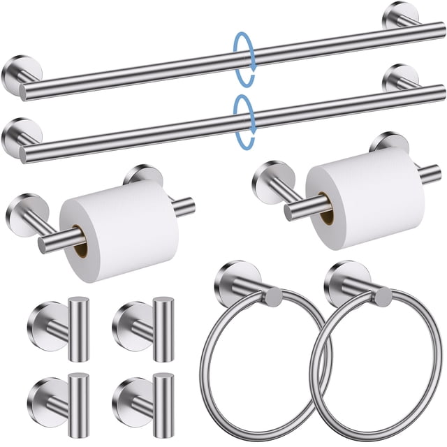 Juego de accesorios de baño Soaez, níquel cepillado y acero inoxidable