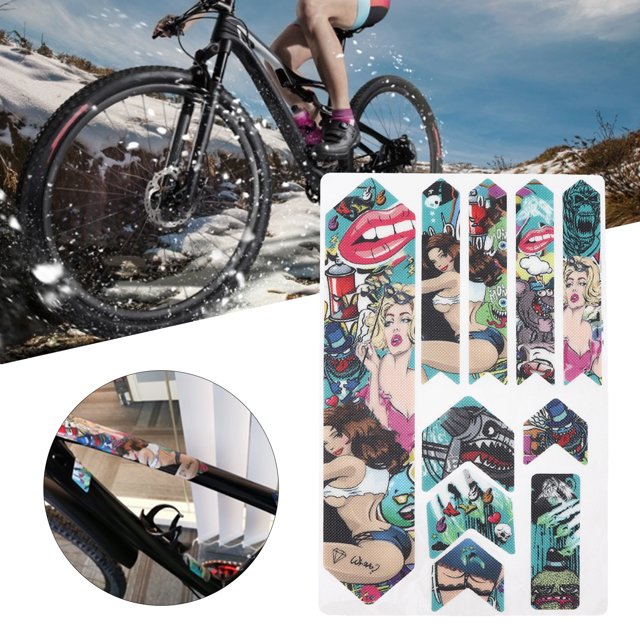 Herwey Enlee Mountain Bike Frame Anti‑Scratch Waterproof Protective Sticker Paster Guard Cover,Bicycle Protective Stickers,Bicycle Accessory