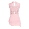 thumbnail image 2 of CHICTRY Women Sleeveless Rhinestones Figure Skating Dance Dress Ruched Mesh Modern Lyrical Dancewear Pink S, 2 of 7