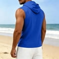 thumbnail image 5 of Men's Tank Top Sleeveless Hoodies Hooded Deep V Neck Tees Linen T-Shirt Summer Beach Tops Blue, 5 of 7