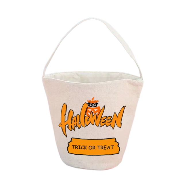 Popular Home Essentials, Halloween Trick Or Bag Pumpkin Canvas Candy Tote Bucket Multipurpose Portable Reusable Bucket Halloween