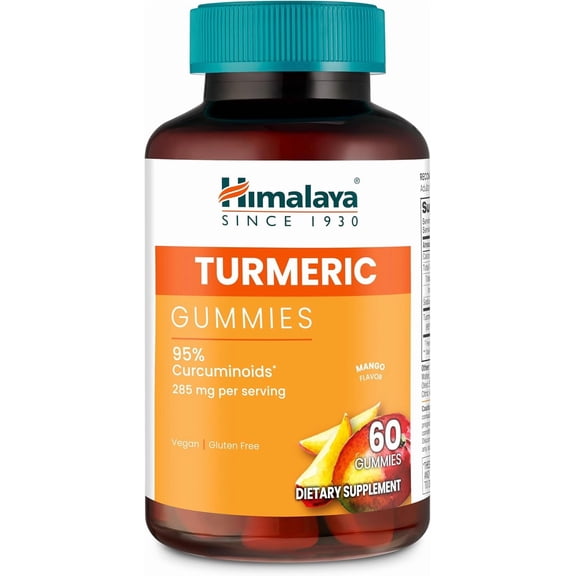 Himalaya Turmeric Gummies, Herbal Gummy Supplement for Joint Health, Mango Flavor, Vegan, Gluten Free, 285 mg, 60 Gummies