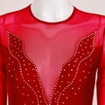 thumbnail image 6 of YONGHS Lyrical Figure Skating Dress for Women Rhinestone Ballet Majorette Dance Leotards Costume Red S, 6 of 7