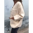 thumbnail image 6 of Women'S Autumn and Winter Fashion Casual Round Neck Long Sleeve Button Woolen Coat with Pockets White L, 6 of 7