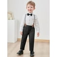 thumbnail image 2 of CARETOO Toddler Baby Boy Clothes Sets 1-5T Formal Dress Shirt Bow Tie Suspender Pants Trousers 3pcs, 2 of 12