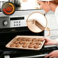 thumbnail image 5 of 3pcs Commercial Quality Baking Sheet Pan Set, Carbon Steel Cookie Sheet, Warp Resistant Baker's Half Sheet Pan, Cookie Tray Pans for Baking, Roasting Dishwasher Safe gold, 5 of 7