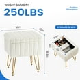 thumbnail image 4 of JOINSUN Ottoman Vanity Stool Chair, with Storage, Modern Style Faux Fur Seat with 4 Metal Legs & Non-slip Feet for Living Room, Bedroom, White, 4 of 6