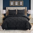 thumbnail image 2 of HAOK Pinch Pleat Comforter Set 6 Piece, Twin Size, Black, 2 of 6