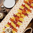 thumbnail image 6 of Fall Table Runner Thanksgiving Maple Leaves Table Runners Gradient Orange Fallen Leaf Cotton Linen Dresser Scarf Kitchen Dining Table Decor for Fall Holiday Party Decor 13x72 Inch, 6 of 9