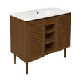 thumbnail image 3 of Bron 36" Freestanding Bathroom Vanity in Brown Oak with 3-Hole Widespread Sink Top, 3 of 7