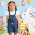 thumbnail image 6 of Tisuna Toddler Girls Easter Overalls Denim Pants Bunny Print Sleeveless Suspender Trousers Comfortable Casual Little Girls Festival Playwear Summer Pants Navy Size 12-18 Months, 6 of 7