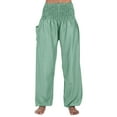 thumbnail image 3 of Seyurigaoka Women's Harem Hippie Pants Baggy Boho Plus Size High Smocked Waist with Pockets Lounge Palazzo Trousers for Teen Girls, 3 of 9