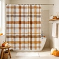 thumbnail image 4 of Brown Checked Shower Curtain, Waterproof Shower Curtains for Bathroom, Watercolor Coffee Buffalo Plaid Washable Fabric Bathtub Curtain Set Bath Decor with 12 Hooks Extra Long 72"x96", 4 of 8