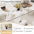 thumbnail image 2 of 5-Piece 70" Glass Dining Table Set, Tempered Glass Top with OC Shape Frame & Stainless Steel Base, 4 Velvet Chairs with Stainless Steel Legs, 2 of 7