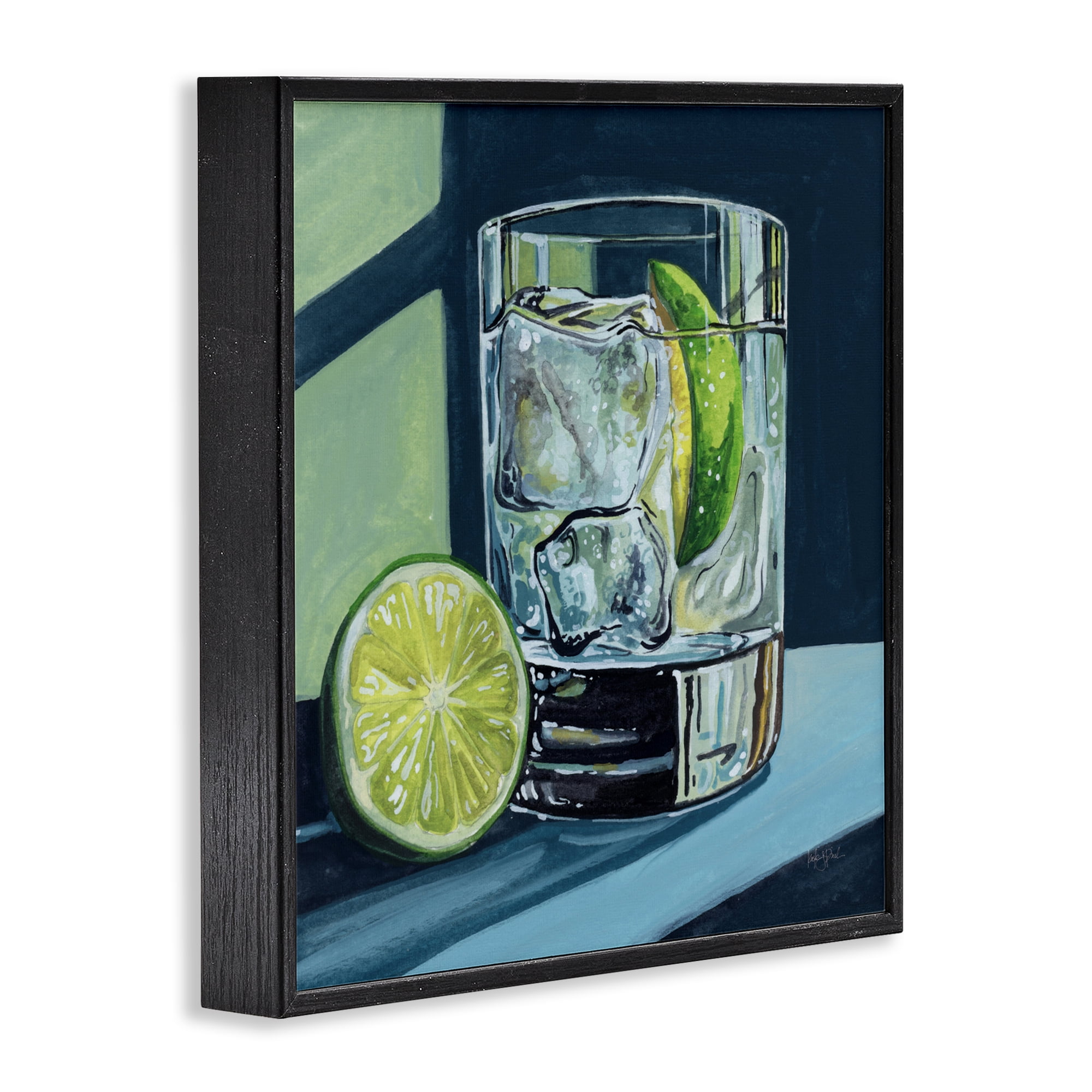 Stupell Industries Lime & Gin Tonic Cocktail Black Framed Giclee Art, design by Kate Jarvik Birch