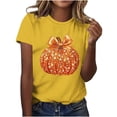 thumbnail image 2 of NuoCaiYun Summer T Shirts for Women, Casual Womens Workout Tshirt Pumpkin Print Round-Neck Pullover Short Sleeve Tops, 2 of 6