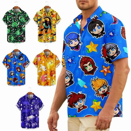

Youth Adult Button Up Hawaiian Shirts Fashion Party Bowling Shirts Sizes Kids-Adult Unisex