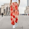 thumbnail image 2 of Xmyrz Halloween High Waisted Pants For Women Sweatpants Printed Elasticity Bloody Winter Lace Up Trendy Tapered Lounge Pants Casual Trouser, 2 of 5