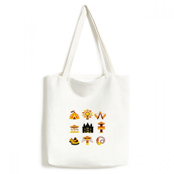 Amusement Park Facilities Color Illustration Tote Canvas Bag Shopping Satchel Casual Handbag