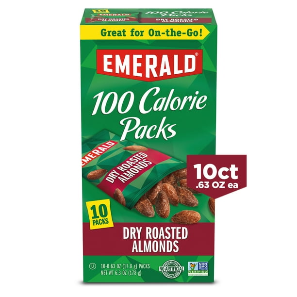 Emerald Nuts, Dry Roasted Almonds, 100 Calorie Packs, 10 Ct, 6.3 Oz
