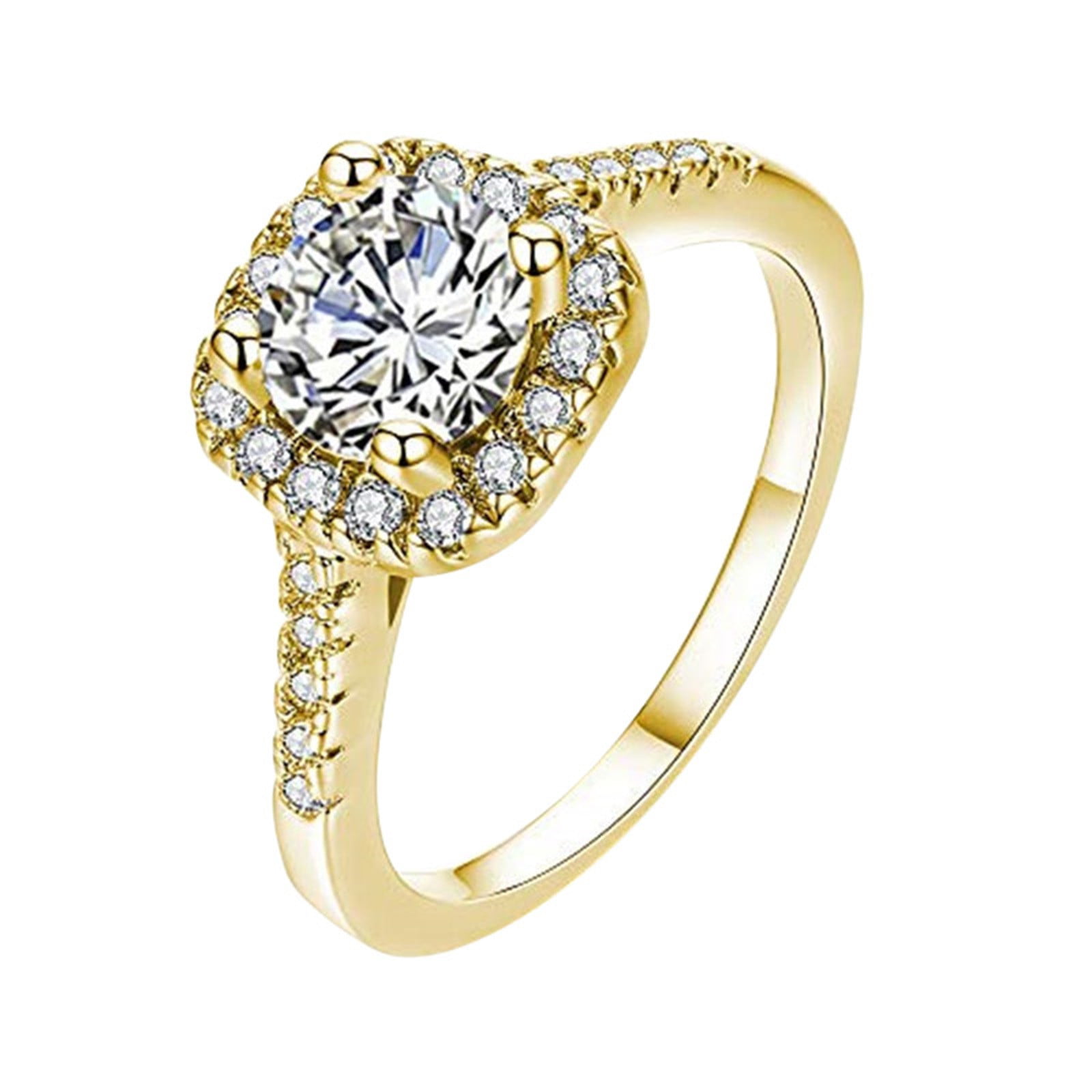 0.50 Ctw White CZ Diamond 14K Yellow Gold Plated Alloy Square Shape Engagement Wedding Bridal Set Women's Jewelry