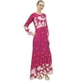 thumbnail image 3 of Bimba Women's Casual Floral Digital Printed Long Burgundy Designer Dress-12, 3 of 5