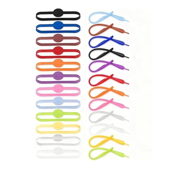 24 pcs Reusable Stretchable Silicone Multicolor Circular Ring Stemware Charms